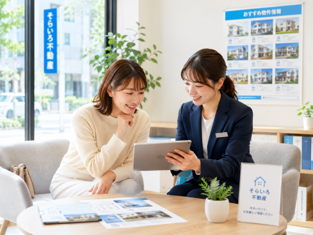 街の不動産会社のおねえさんとお客様